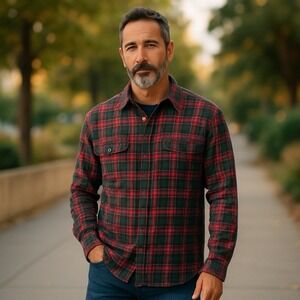 Polo Country Ralph Lauren L Plaid Flannel Shirt Authentic‎ Dry Goods